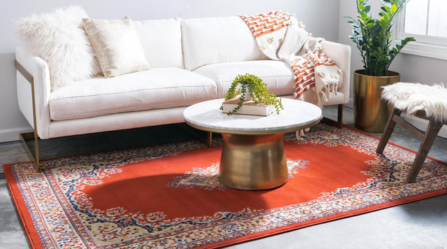 Terracotta 9' x 12' Reza Rectangle Area Rug 100% Polypropylene Easy Clean Traditional Motif Classic Carpet for Home Interiors for Sale at Rug Engine