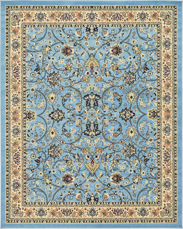 Light Blue 7' 10 x 10' Sialk Hill Rectangle Area Rug 100% Polypropylene Durable Easy Clean Classic Traditional Design Carpet for Interior Design for Sale at Rug Engine