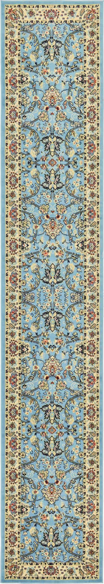 Light Blue 3' 1 x 16' 5 Sialk Hill Runner Area Rug 100% Polypropylene Durable Easy Clean Classic Traditional Design Carpet for Interior Design for Sale at Rug Engine