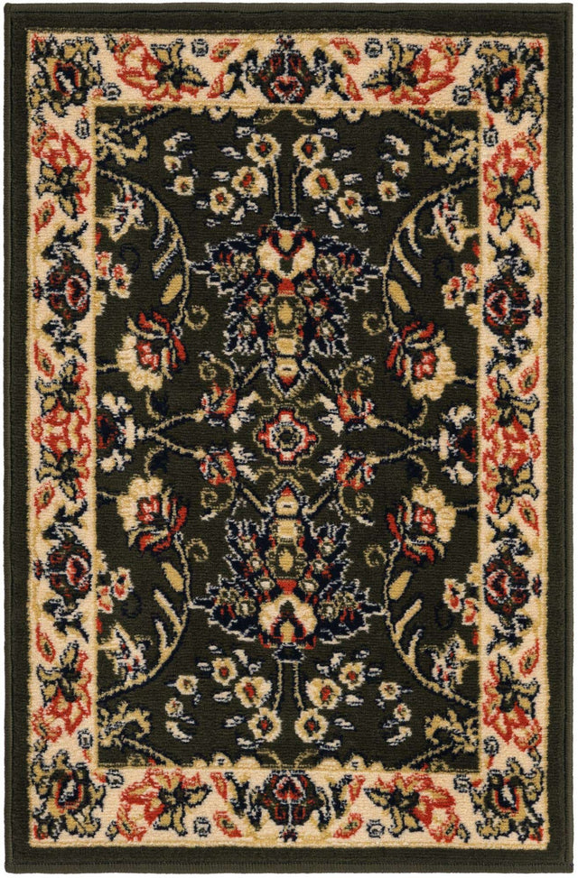 Green 2' x 3' 1 Sialk Hill Rectangle Area Rug 100% Polypropylene Durable Easy Clean Classic Traditional Design Carpet for Interior Design for Sale at Rug Engine