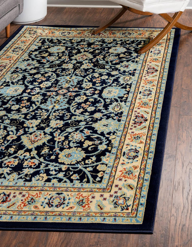 Navy Blue 5' 3 x 8' Sialk Hill Rectangle Area Rug 100% Polypropylene Durable Easy Clean Classic Traditional Design Carpet for Interior Design for Sale at Rug Engine