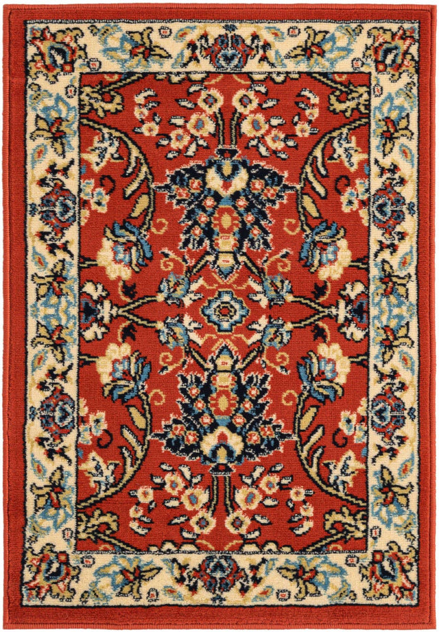 Terracotta 2' x 3' 1 Sialk Hill Rectangle Area Rug 100% Polypropylene Durable Easy Clean Classic Traditional Design Carpet for Interior Design for Sale at Rug Engine