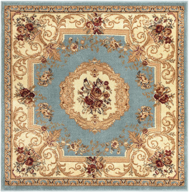 Light Blue 4' 1 x 4' 1 Versailles Square Area Rug