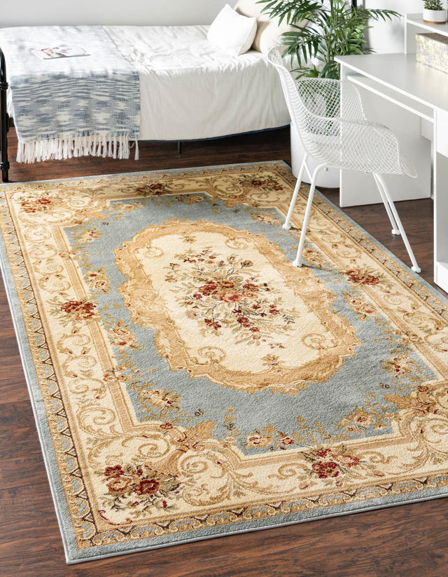 Light Blue 3' 1 x 5' 3 Versailles Rectangle Area Rug Classic Traditional Motif Indoor Carpet for Hallways, Dining Rooms, Bedrooms, Living Room, Office for Sale at Rug Engine