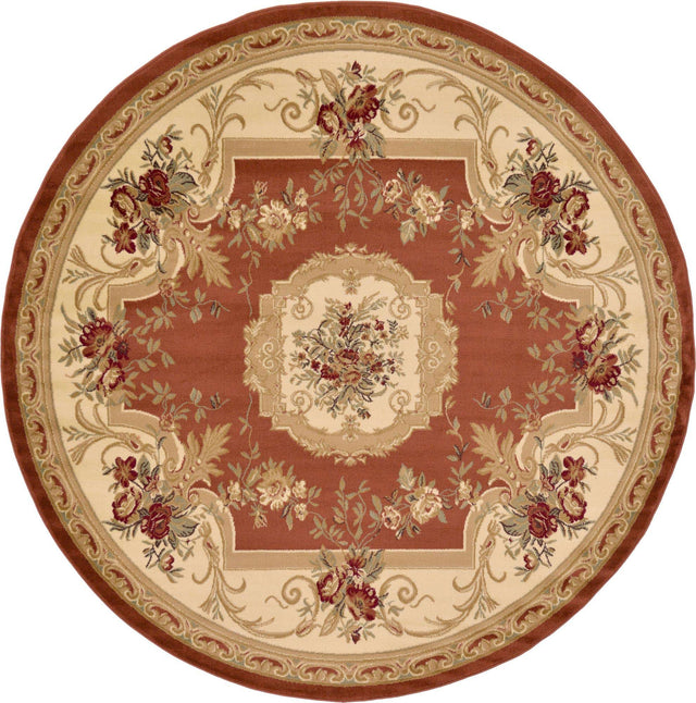 Brick Red 7' 10 x 7' 10 Versailles Round Area Rug