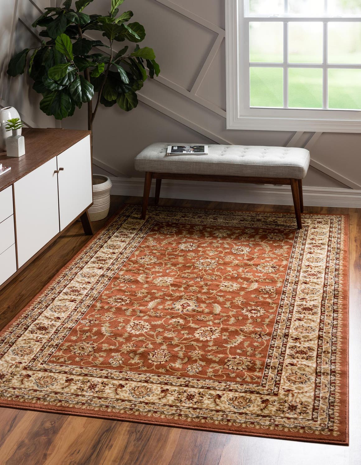 Brick Red Light Rose 5' 3 x 8' Voyage Rectangle Area Rug