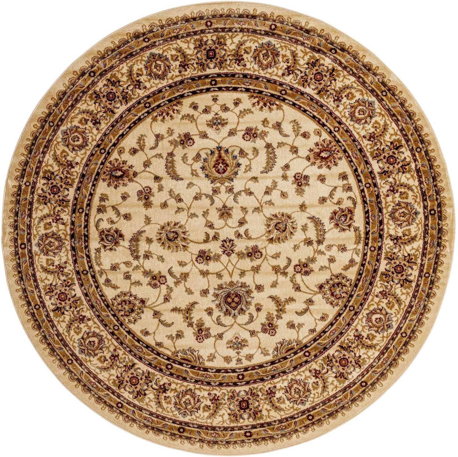 Cream 7' 10 x 7' 10 Voyage Round Area Rug