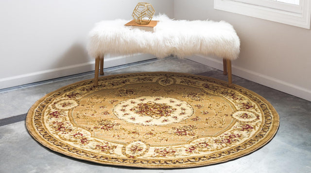 Tan 6' 1 x 6' 1 Versailles Round Area Rug