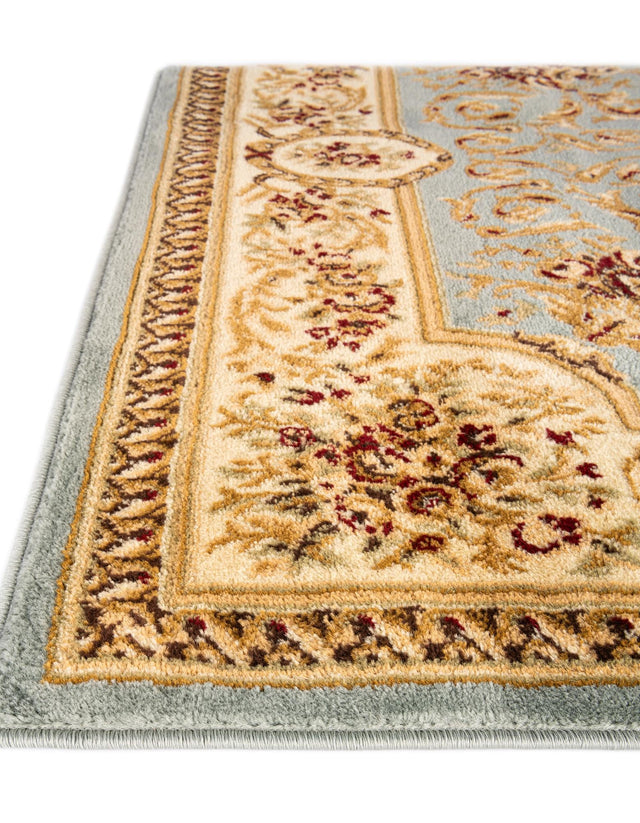 Light Blue 4' 1 x 4' 1 Versailles Square Area Rug Classic Traditional Motif Indoor Carpet for Hallways, Dining Rooms, Bedrooms, Living Room, Office for Sale at Rug Engine