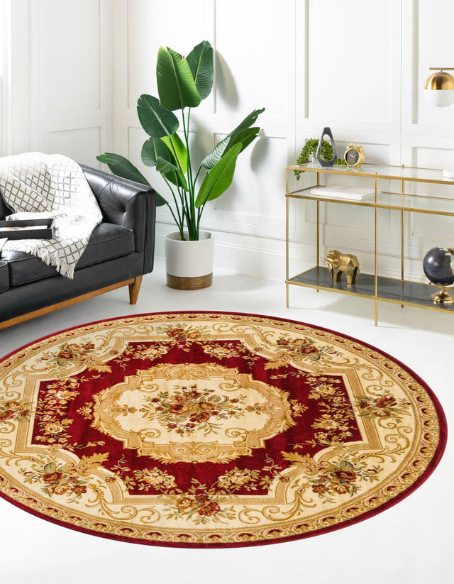 Red 7' 1 x 7' 1 Versailles Round Area Rug