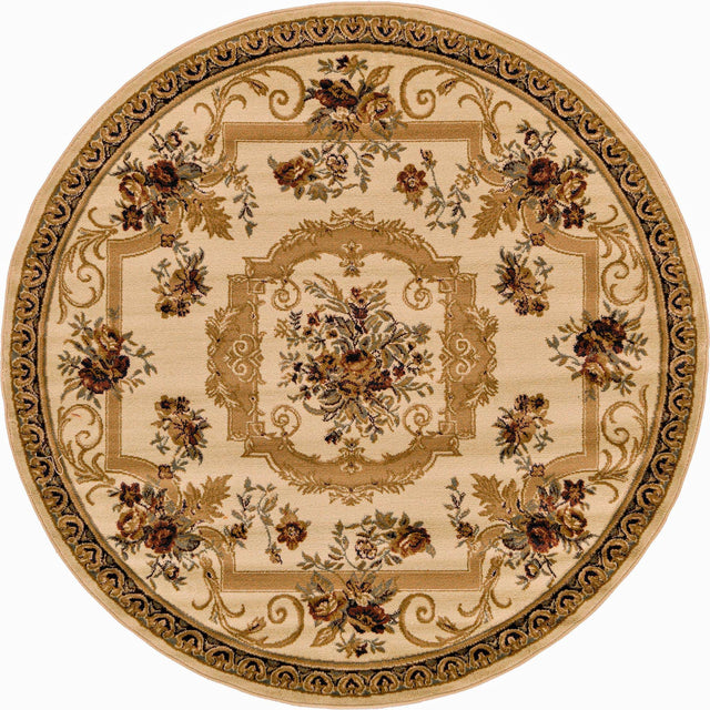 Cream 6' 1 x 6' 1 Versailles Round Area Rug