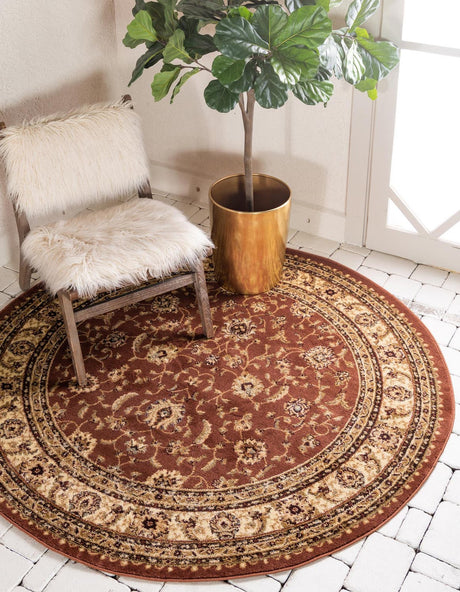 Brick Red Light Rose 6' 1 x 6' 1 Voyage Round Area Rug
