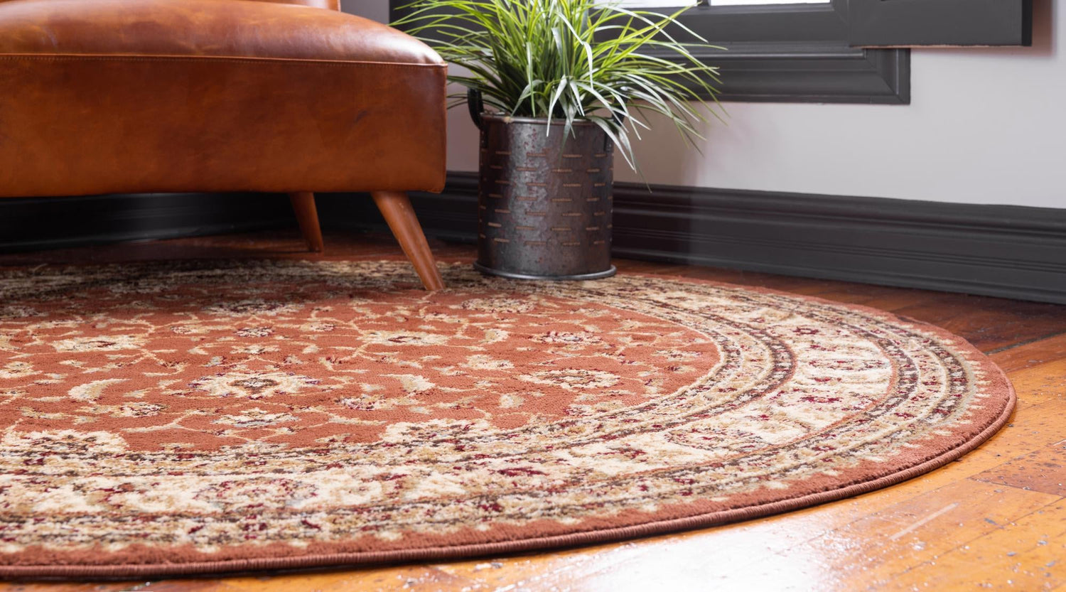 Brick Red Light Rose 7' 10 x 7' 10 Voyage Round Area Rug