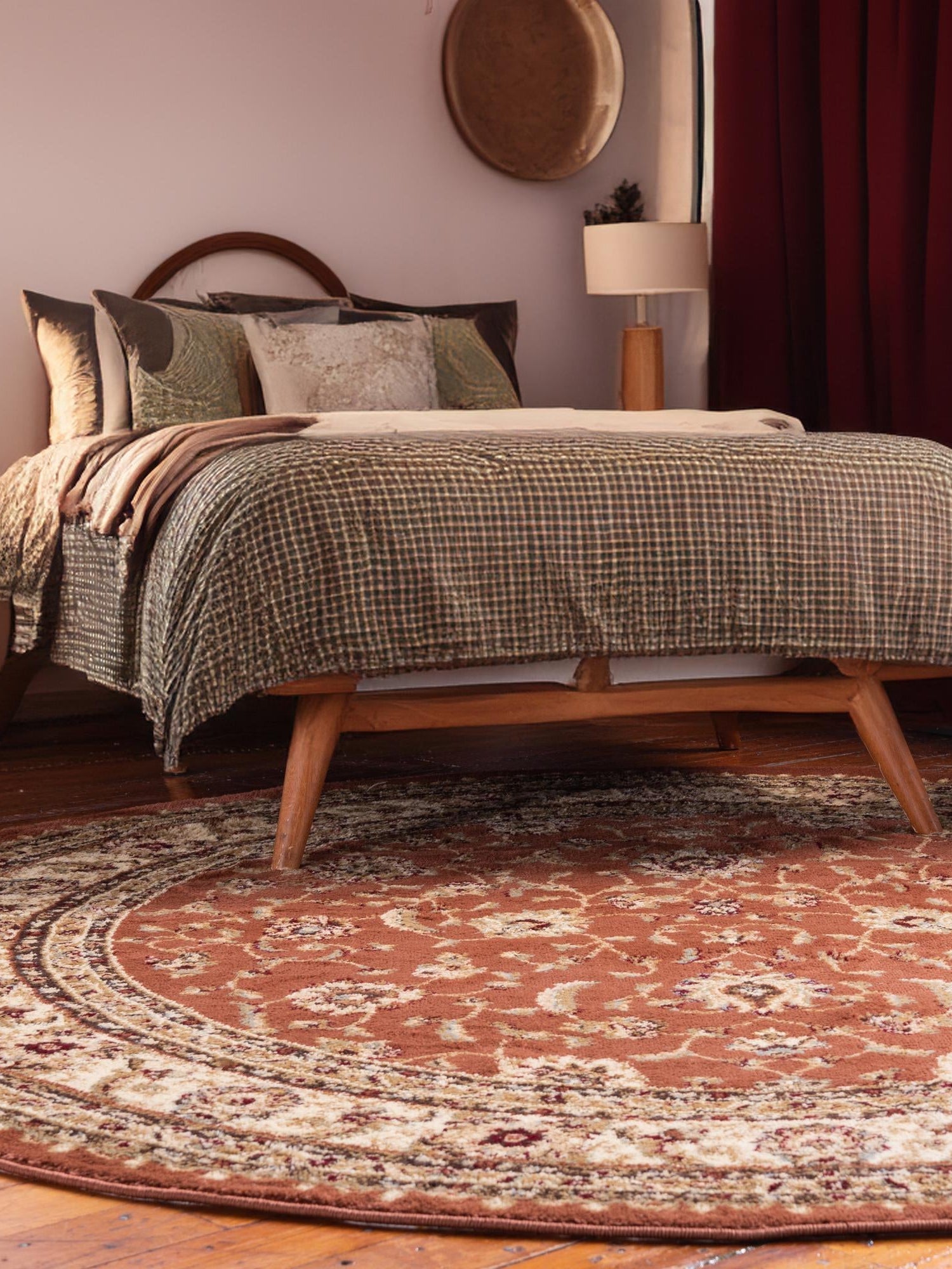 Brick Red Light Rose 6' 1 x 6' 1 Voyage Round Area Rug