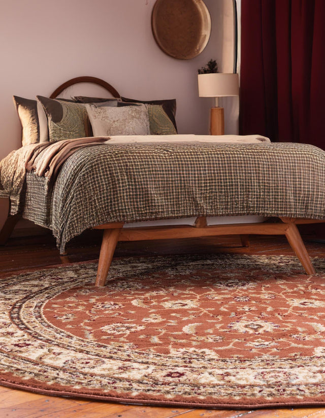 Brick Red Light Rose 7' 10 x 7' 10 Voyage Round Area Rug