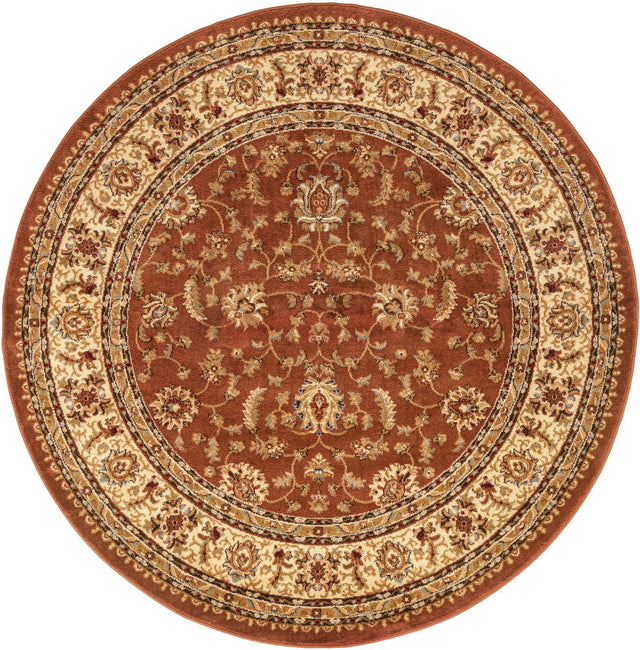 Brick Red Light Rose 6' 1 x 6' 1 Voyage Round Area Rug