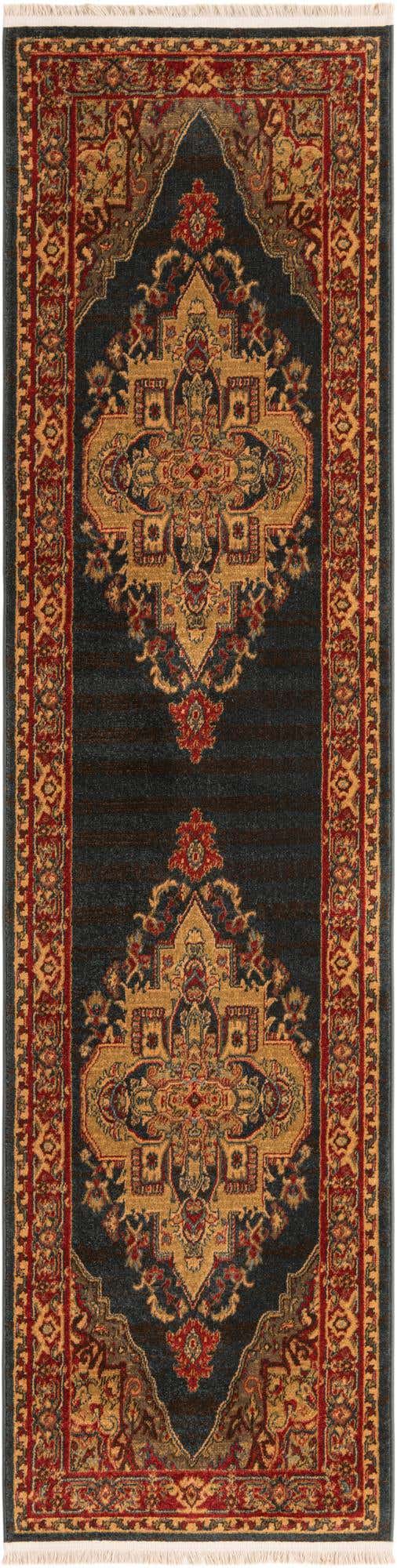 Navy Blue 2' 7 x 10' Sahand Runner Area Rug Affordable Easy Clean Traditional Design Durable Carpet for Home Interior Design Living Room Dining Office for Sale at Rug Engine