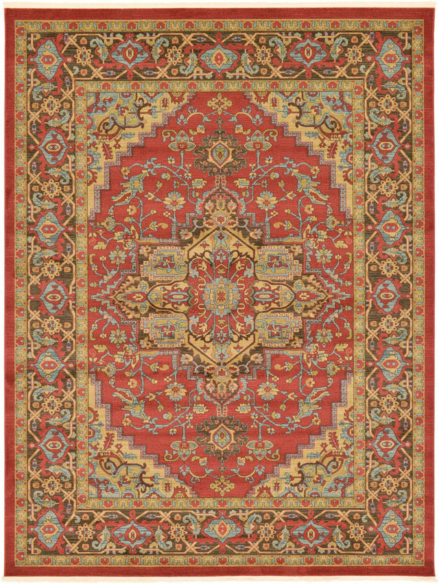 Red 9' x 12' Sahand Rectangle Area Rug Affordable Easy Clean Traditional Design Durable Carpet for Home Interior Design Living Room Dining Office for Sale at Rug Engine