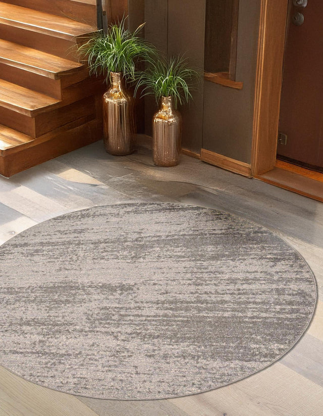 Gray 6' 1 x 6' 1 Del Mar Round Area Rug 100% Polypropylene Easy Clean Stain Resistant Vivid Modern Carpet Mat for Home Decor Interior Designing for Sale at Rug Engine