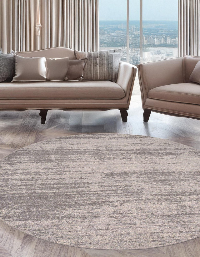 Gray 6' 1 x 6' 1 Del Mar Round Area Rug 100% Polypropylene Easy Clean Stain Resistant Vivid Modern Carpet Mat for Home Decor Interior Designing for Sale at Rug Engine