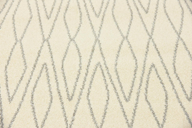 Ivory 2' 7 x 10' Fez Runner Area Rug Geometric 100% Polypropylene Easy Clean Stain Resistant Carpet for Living, Dining, Office, Dorms for Sale at Rug Engine