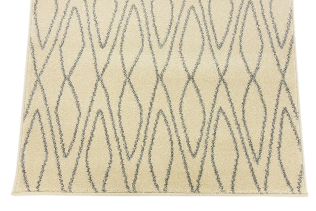 Ivory 2' 7 x 10' Fez Runner Area Rug Geometric 100% Polypropylene Easy Clean Stain Resistant Carpet for Living, Dining, Office, Dorms for Sale at Rug Engine