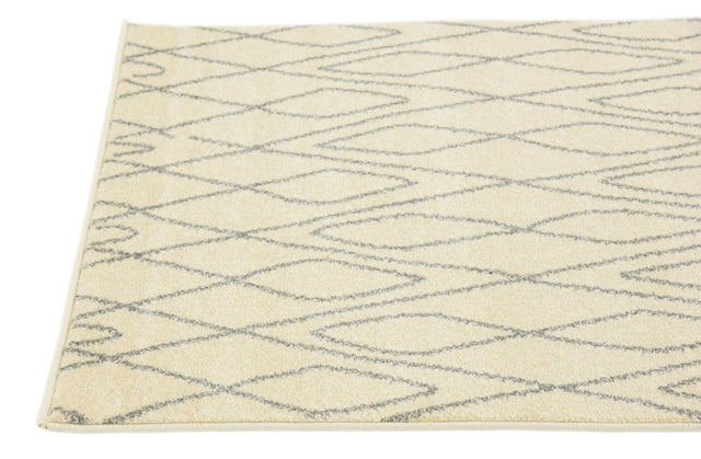 Ivory 2' 7 x 10' Fez Runner Area Rug Geometric 100% Polypropylene Easy Clean Stain Resistant Carpet for Living, Dining, Office, Dorms for Sale at Rug Engine