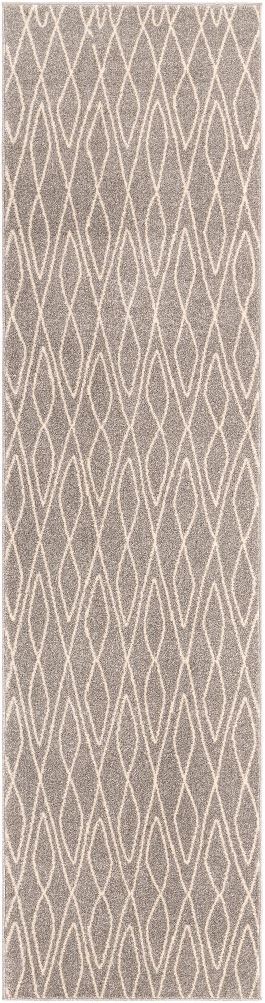 Gray 2' 7 x 10' Fez Runner Area Rug Geometric 100% Polypropylene Easy Clean Stain Resistant Carpet for Living, Dining, Office, Dorms for Sale at Rug Engine