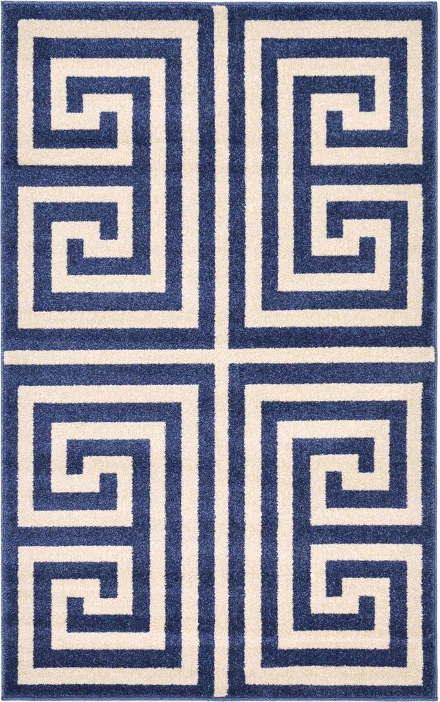 Navy Blue 3' 1 x 5' 3 Athens Rectangle Area Rug 100% Polypropylene With Cotton Backing Easy Clean Indoor Living Dining Room Bedroom Office Carpet for Sale at Rug Engine