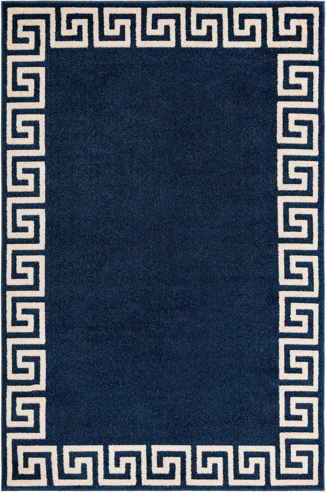 Navy Blue 5' 3 x 8' Athens Rectangle Area Rug 100% Polypropylene With Cotton Backing Easy Clean Indoor Living Dining Room Bedroom Office Carpet for Sale at Rug Engine