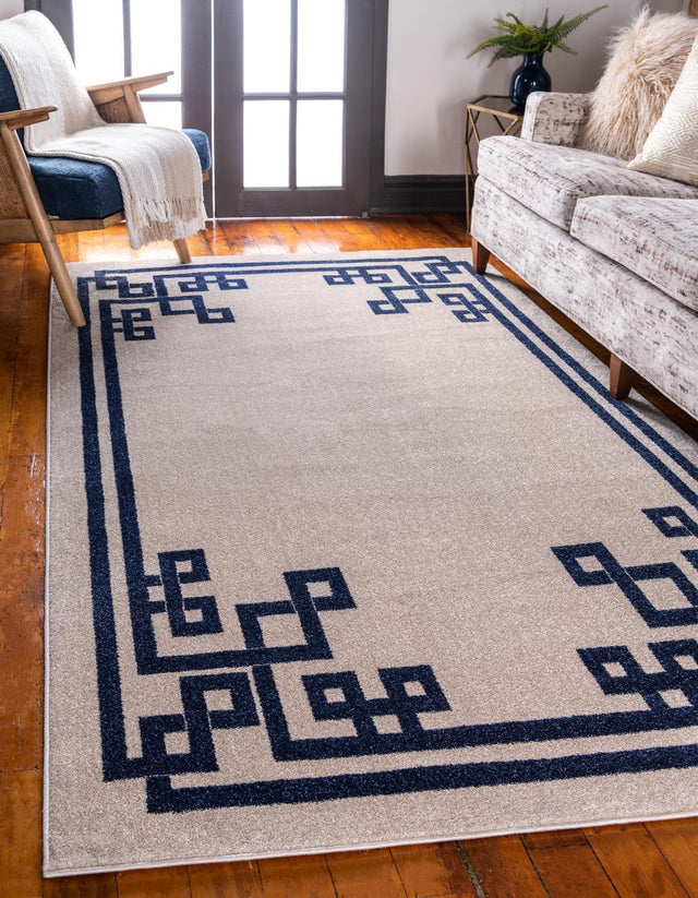 Beige and Blue 2' x 3' 1 Athens Rectangle Area Rug 100% Polypropylene With Cotton Backing Easy Clean Indoor Living Dining Room Bedroom Office Carpet for Sale at Rug Engine