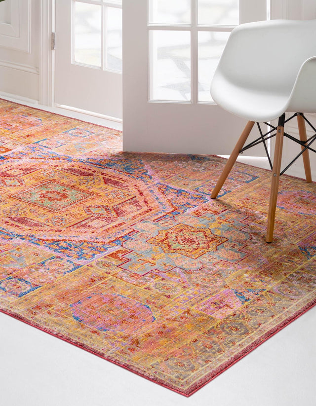Peach 5' 1 x 8' Austin Rectangle Area Rug 100% Polyester Durable Cotton Backing Living Dining Room Bedroom Office Vintage Decor Carpet for Sale at Rug Engine
