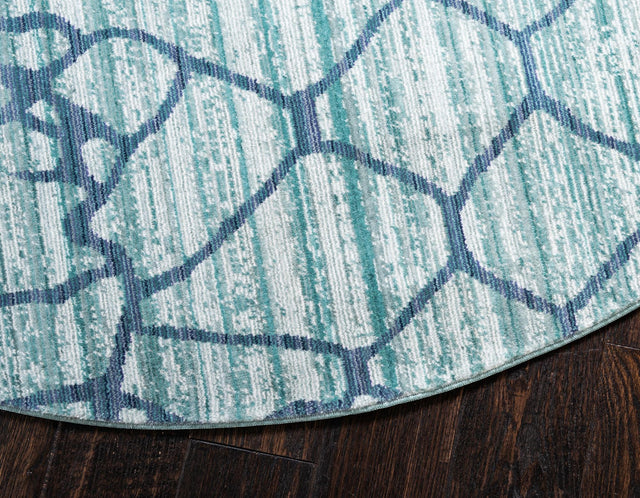 Light Blue 6' x 6' Austin Round Area Rug 100% Polyester Durable Cotton Backing Living Dining Room Bedroom Office Vintage Decor Carpet for Sale at Rug Engine
