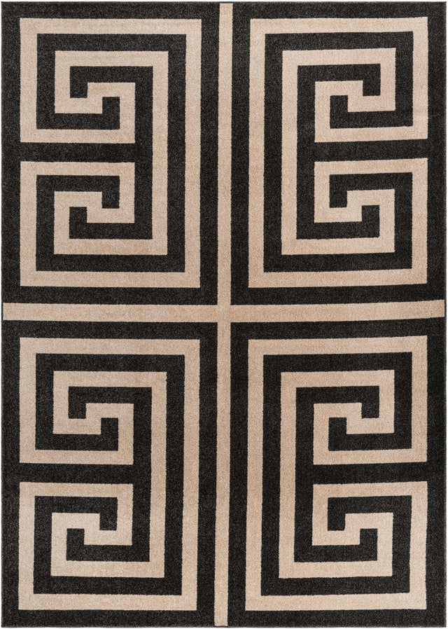 Black 7' 1 x 10' Athens Rectangle Area Rug 100% Polypropylene With Cotton Backing Easy Clean Indoor Living Dining Room Bedroom Office Carpet for Sale at Rug Engine