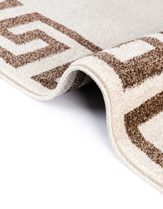 Beige and Brown 6' 1 x 6' 1 Athens Round Area Rug 100% Polypropylene With Cotton Backing Easy Clean Indoor Living Dining Room Bedroom Office Carpet for Sale at Rug Engine