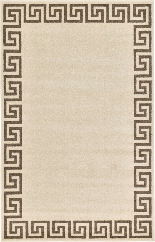 Beige and Brown 5' 3 x 8' Athens Rectangle Area Rug 100% Polypropylene With Cotton Backing Easy Clean Indoor Living Dining Room Bedroom Office Carpet for Sale at Rug Engine