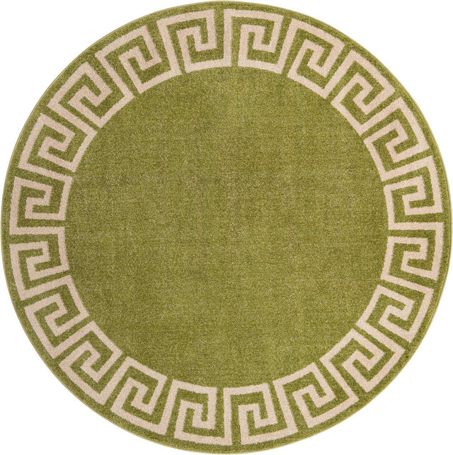 Light Green 7' 10 x 7' 10 Athens Round Area Rug 100% Polypropylene With Cotton Backing Easy Clean Indoor Living Dining Room Bedroom Office Carpet for Sale at Rug Engine