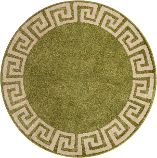 Light Green 6' 1 x 6' 1 Athens Round Area Rug 100% Polypropylene With Cotton Backing Easy Clean Indoor Living Dining Room Bedroom Office Carpet for Sale at Rug Engine