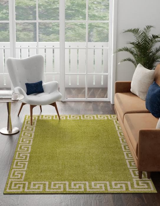 Light Green 7' 1 x 10' Athens Rectangle Area Rug 100% Polypropylene With Cotton Backing Easy Clean Indoor Living Dining Room Bedroom Office Carpet for Sale at Rug Engine