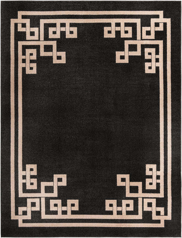 Black 9' x 12' Athens Rectangle Area Rug 100% Polypropylene With Cotton Backing Easy Clean Indoor Living Dining Room Bedroom Office Carpet for Sale at Rug Engine