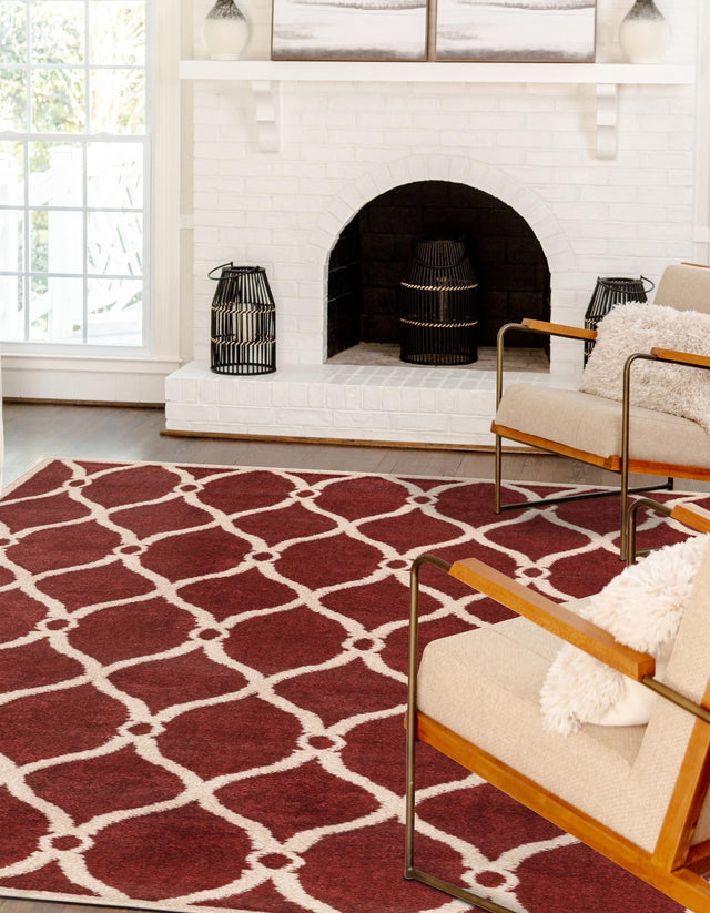 Red 5' 1 x 8' Trellis Rectangle Area Rug