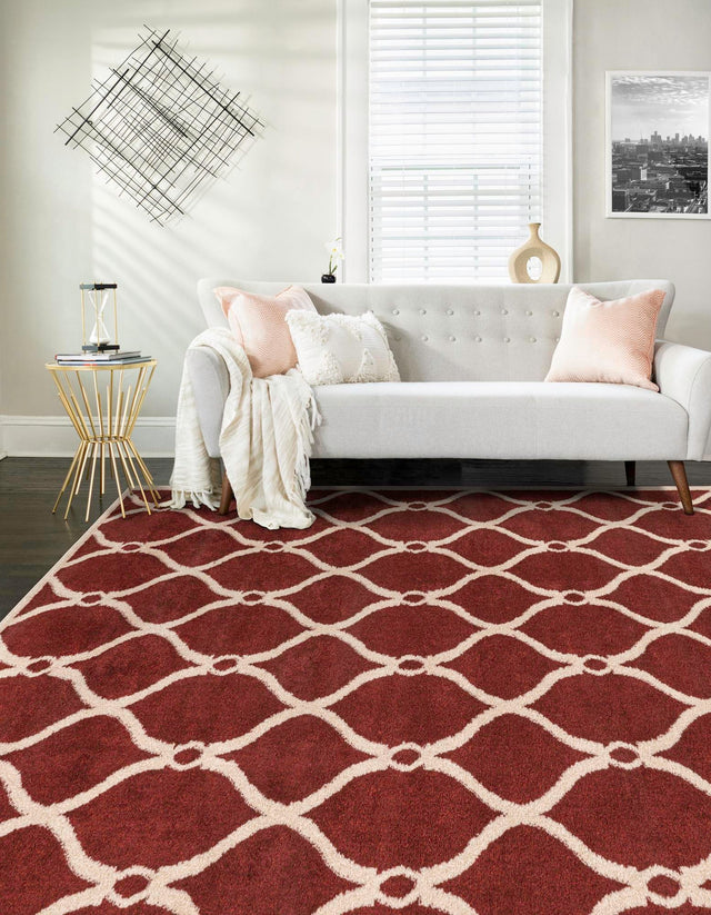 Red 5' 1 x 8' Trellis Rectangle Area Rug