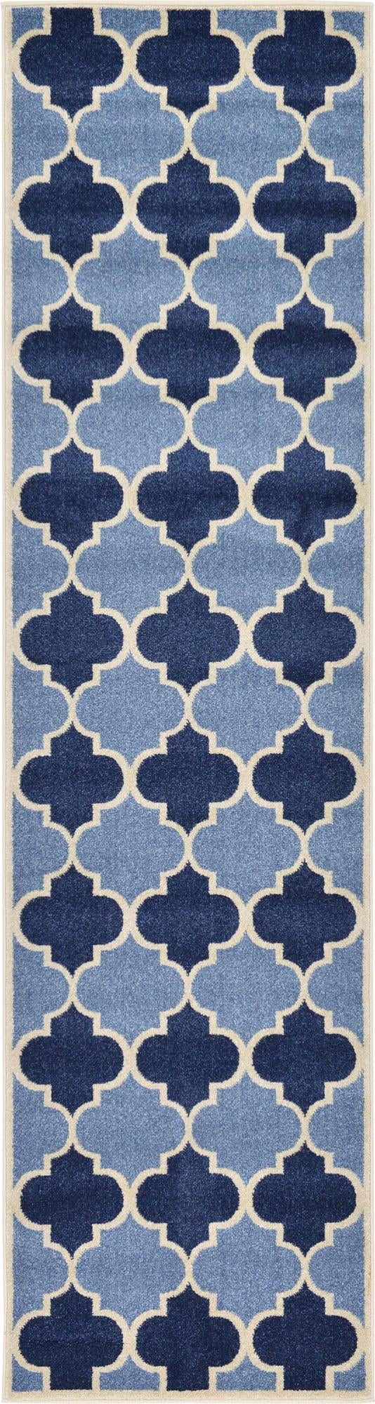 Light Blue 2' 7 x 10' Trellis Runner Area Rug