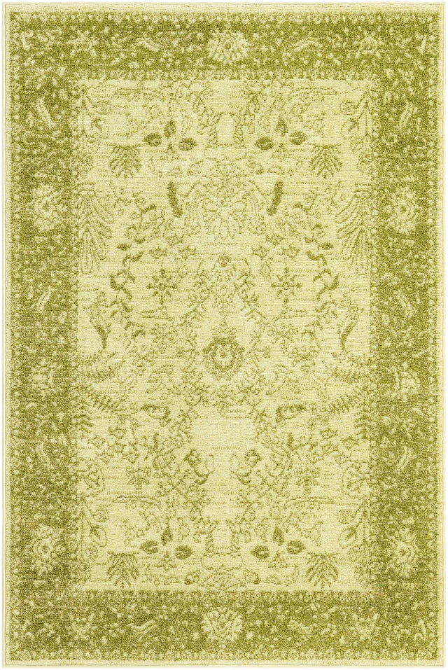 Light Green 4' 1 x 6' 1 La Jolla Rectangle Area Rug 100% Polypropylene Traditional Pattern Easy Clean Carpet for Living, Dining, Bedroom, Office for Sale at Rug Engine
