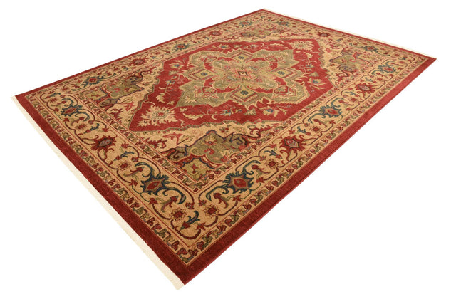 Red 8' x 11' Sahand Rectangle Area Rug Affordable Easy Clean Traditional Design Durable Carpet for Home Interior Design Living Room Dining Office for Sale at Rug Engine