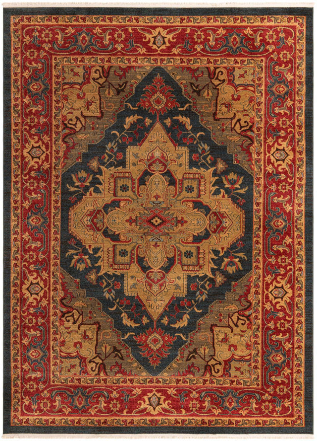 Navy Blue 8' x 11' Sahand Rectangle Area Rug Affordable Easy Clean Traditional Design Durable Carpet for Home Interior Design Living Room Dining Office for Sale at Rug Engine