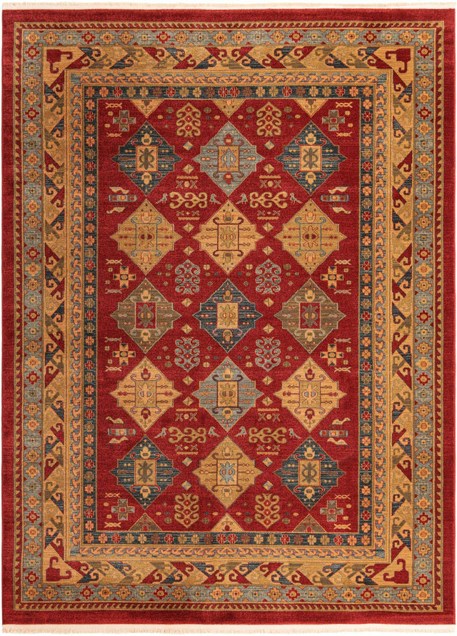Red 8' x 11' Sahand Rectangle Area Rug Affordable Easy Clean Traditional Design Durable Carpet for Home Interior Design Living Room Dining Office for Sale at Rug Engine
