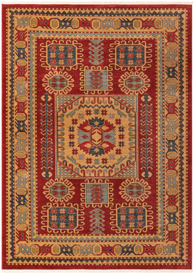 Red 8' x 11' Sahand Rectangle Area Rug Affordable Easy Clean Traditional Design Durable Carpet for Home Interior Design Living Room Dining Office for Sale at Rug Engine