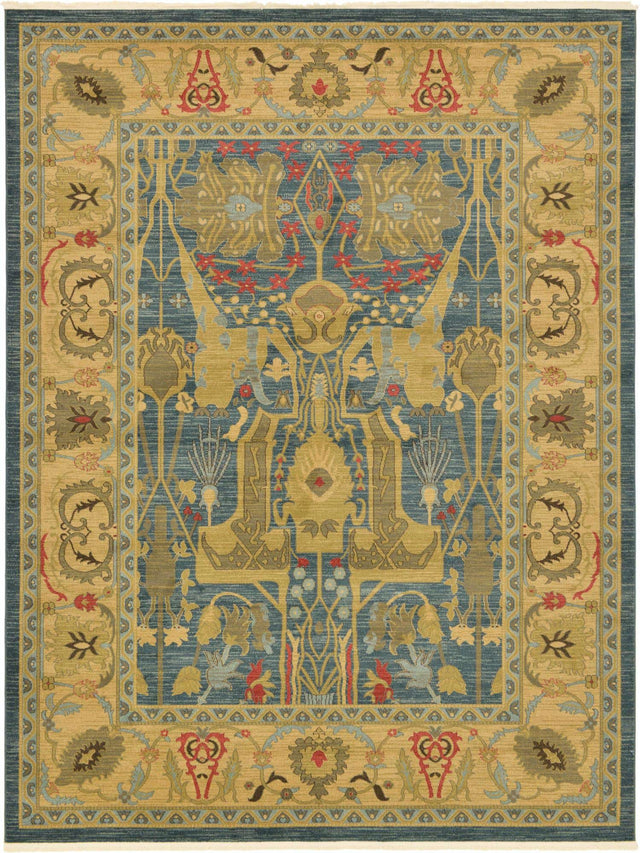 Navy Blue 9' x 12' Sahand Rectangle Area Rug Affordable Easy Clean Traditional Design Durable Carpet for Home Interior Design Living Room Dining Office for Sale at Rug Engine