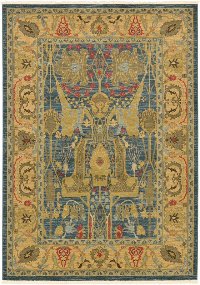 Navy Blue 7' 1 x 10' Sahand Rectangle Area Rug Affordable Easy Clean Traditional Design Durable Carpet for Home Interior Design Living Room Dining Office for Sale at Rug Engine